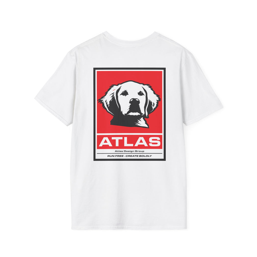 Atlas (The Boss) 2 Sided Graphic T-Shirt — Red Logo Front- Graphic Back