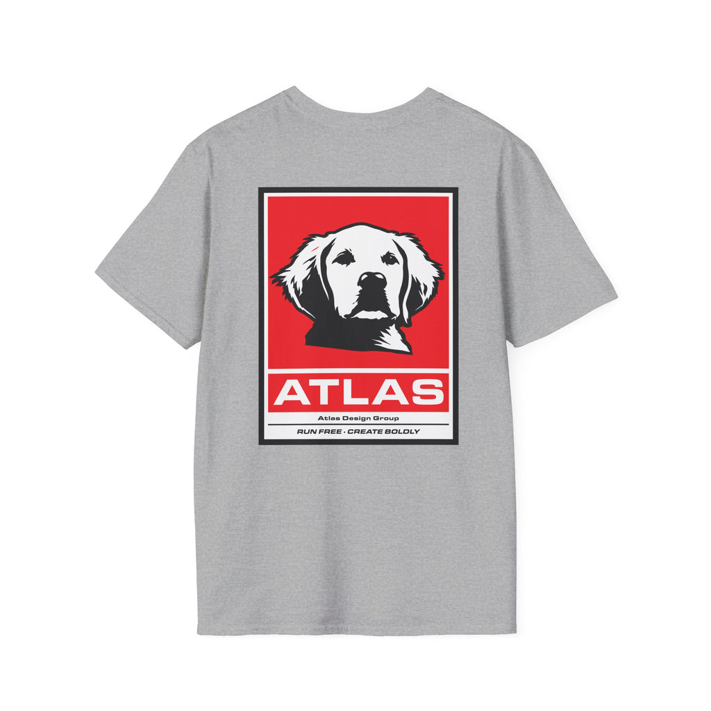 Atlas (The Boss) 2 Sided Graphic T-Shirt — Red Logo Front- Graphic Back