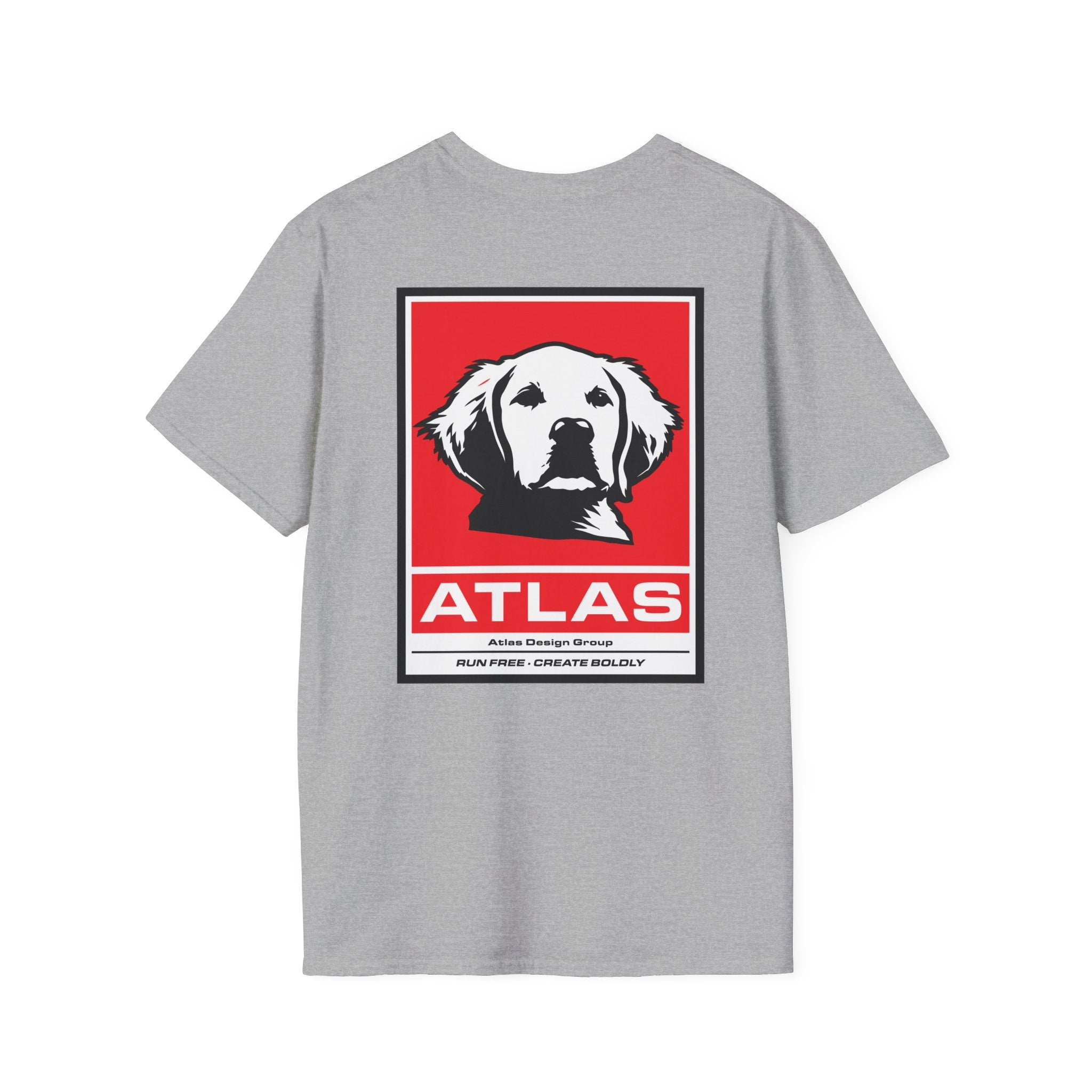 Atlas (The Boss) 2 Sided Graphic T-Shirt — Red Logo Front- Graphic Back