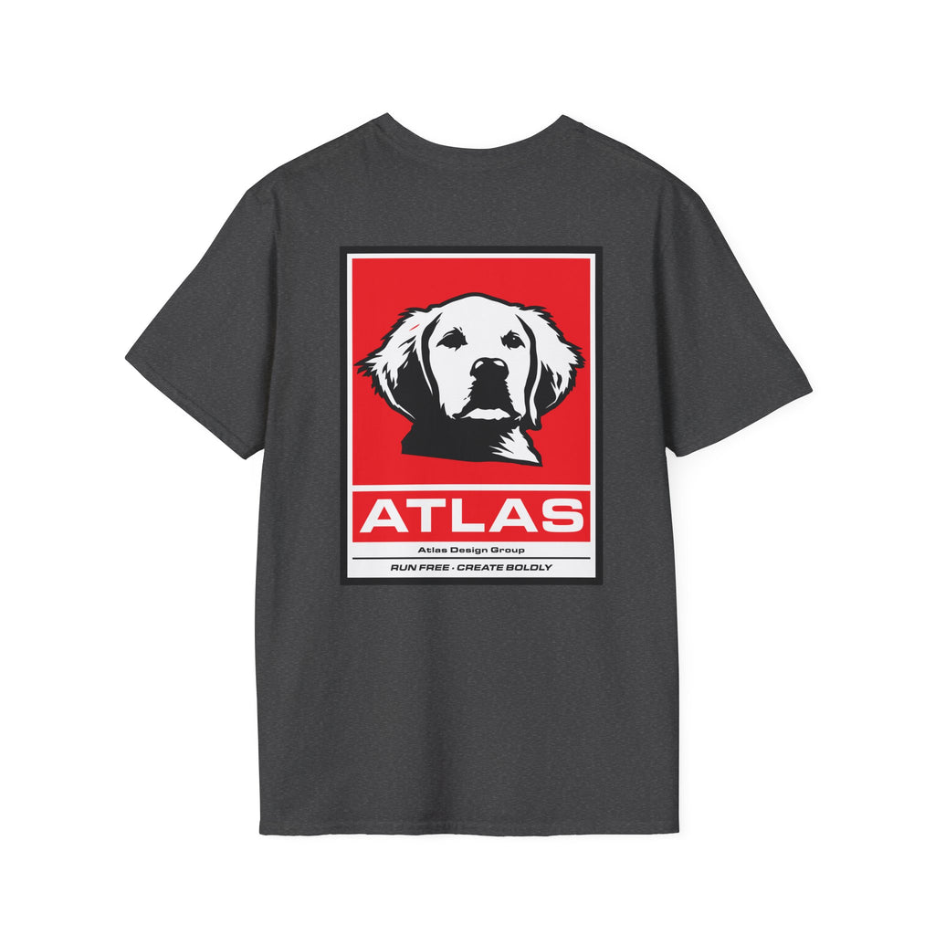 Atlas (The Boss) 2 Sided Graphic T-Shirt — Red Logo Front- Graphic Back