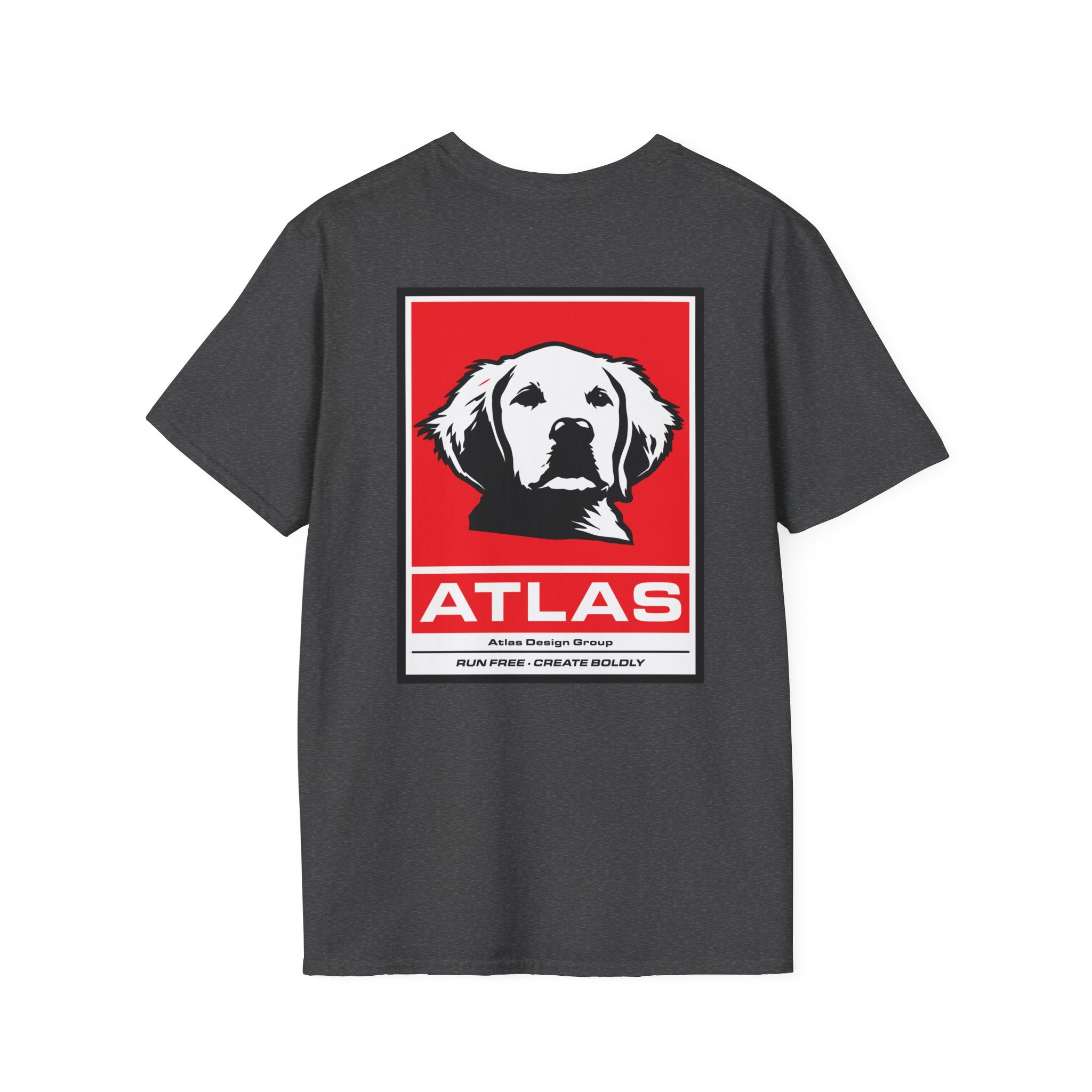Atlas (The Boss) 2 Sided Graphic T-Shirt — Red Logo Front- Graphic Back