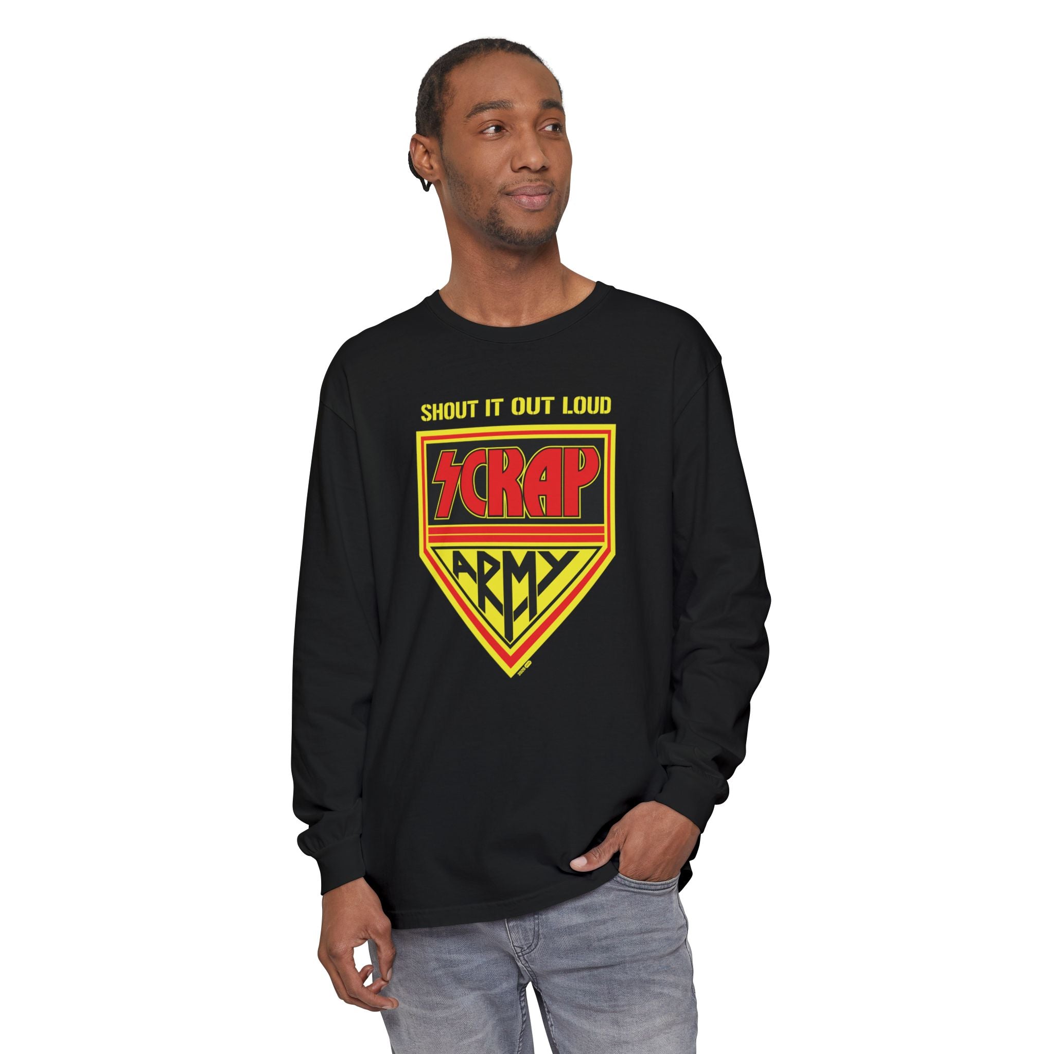 Scrap Army Long Sleeve Tee — "Shout It Out Loud" Graphic