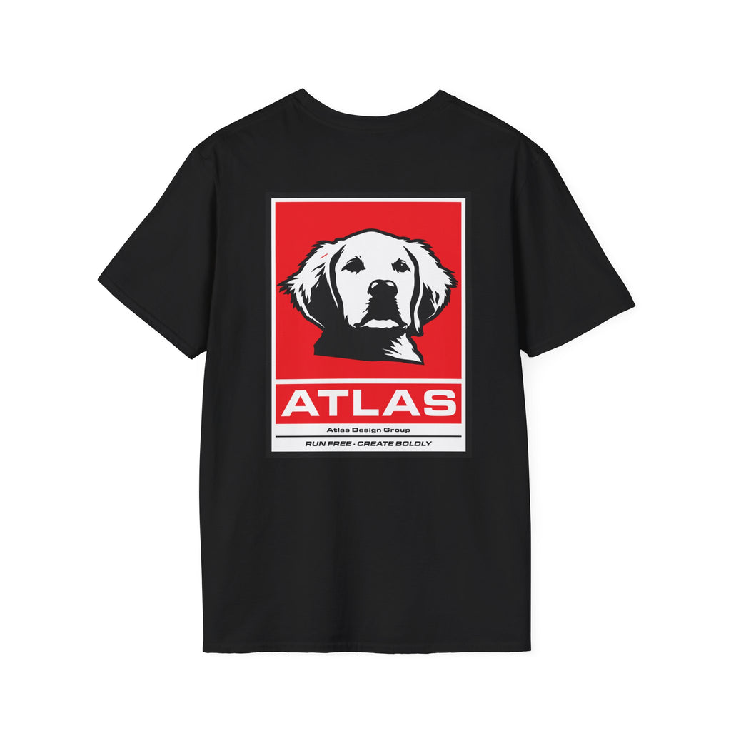 Atlas (The Boss) 2 Sided Graphic T-Shirt — Red Logo Front- Graphic Back
