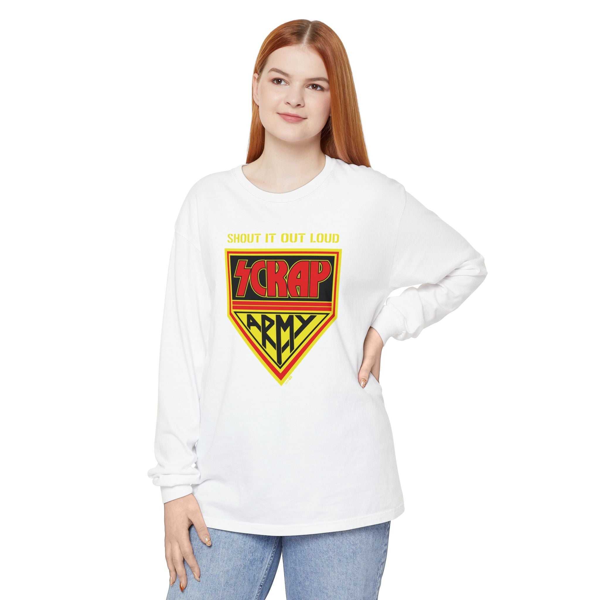 Scrap Army Long Sleeve Tee — "Shout It Out Loud" Graphic
