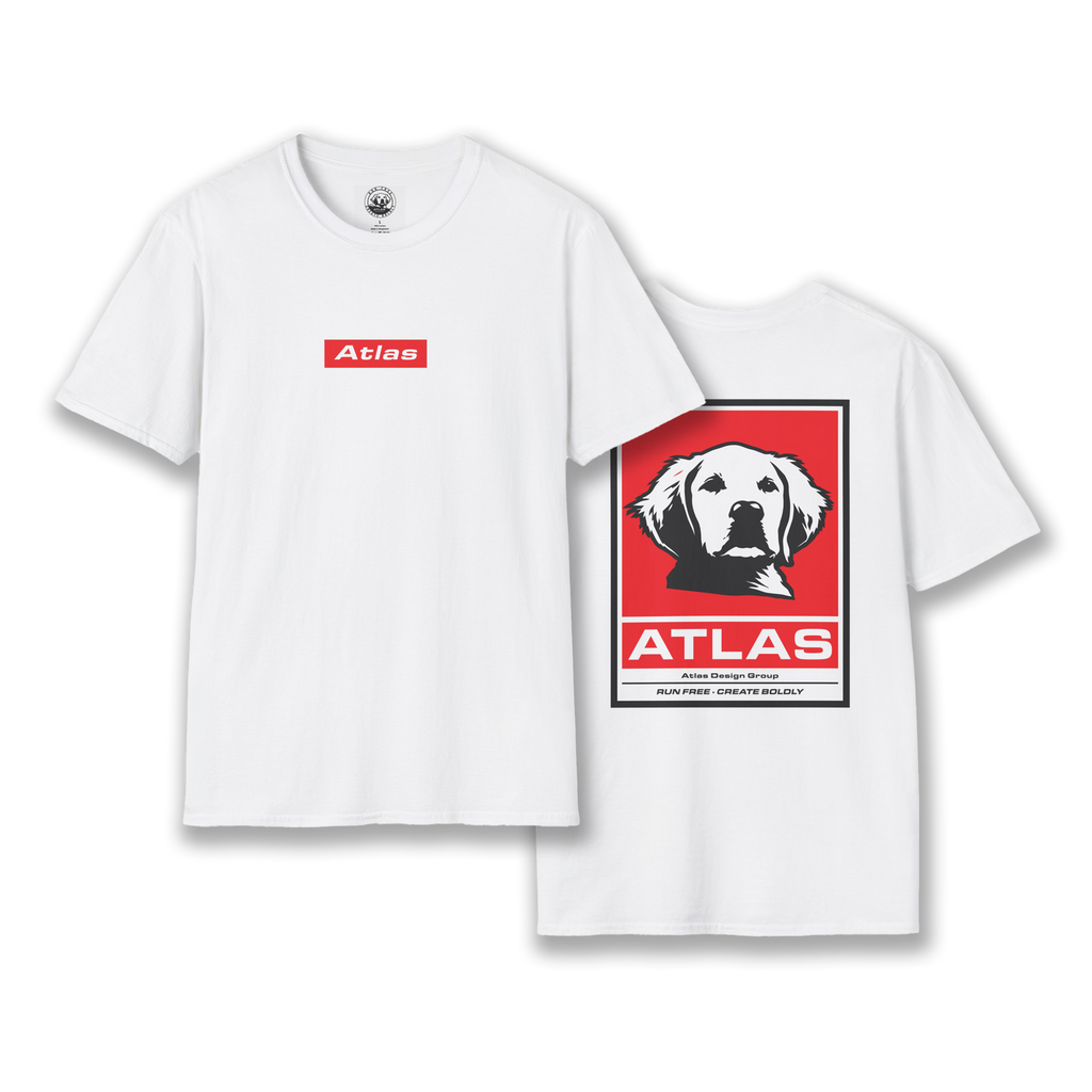 Atlas (The Boss) 2 Sided Graphic T-Shirt • Red Logo Front • Graphic Back