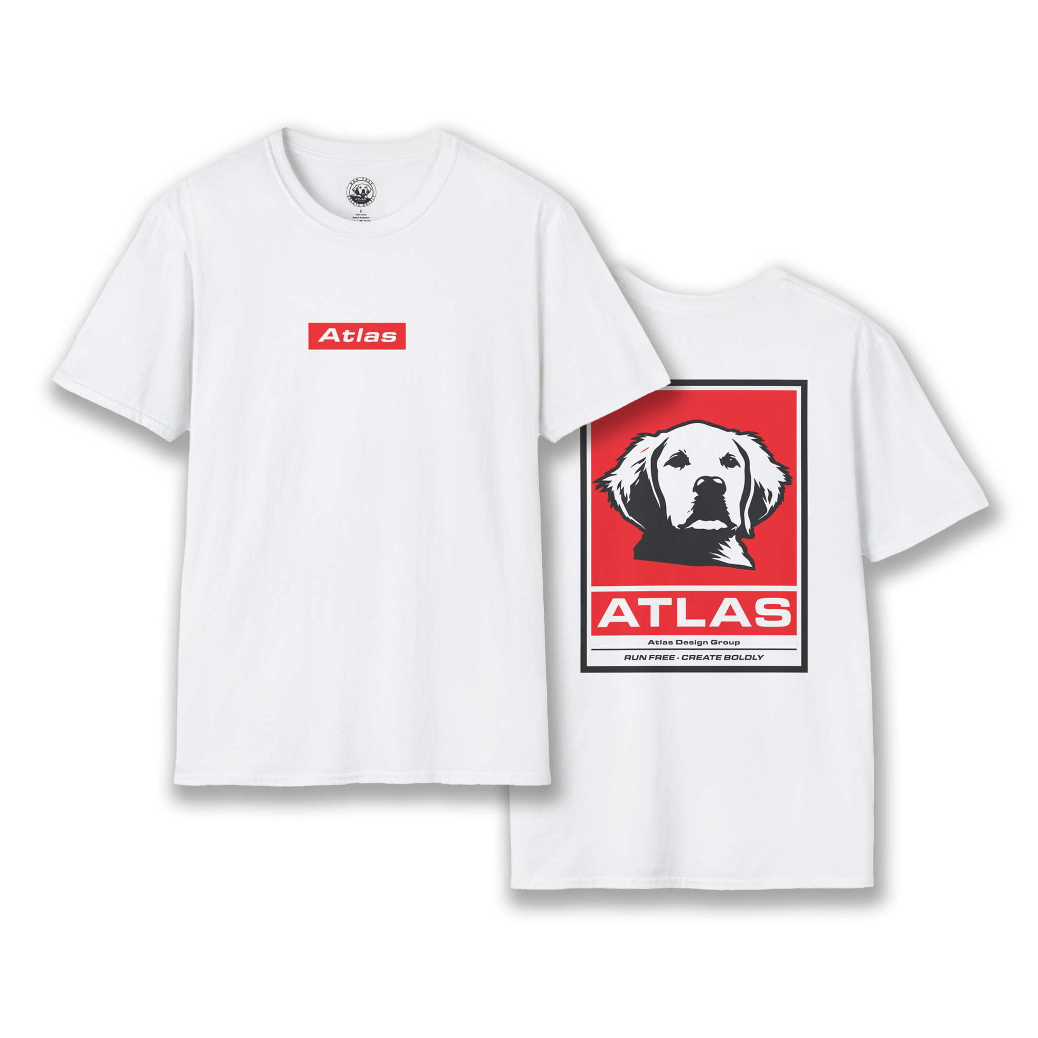 Atlas (The Boss) 2 Sided Graphic T-Shirt • Red Logo Front • Graphic Back